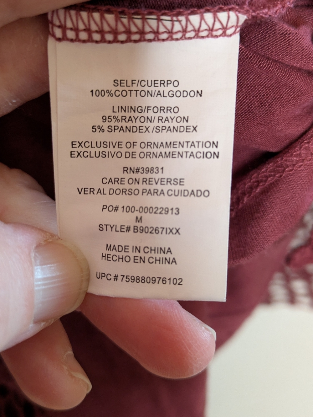 Democracy Crochet Lace Peasant Top - Burgundy - Picture 4 of 11